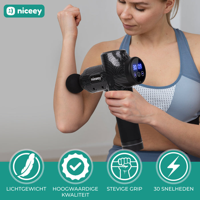 Pistolet de massage professionnel Niceey - Sans fil - Noir