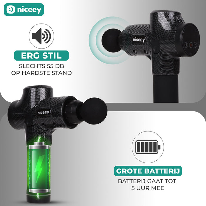 Pistolet de massage professionnel Niceey - Sans fil - Noir
