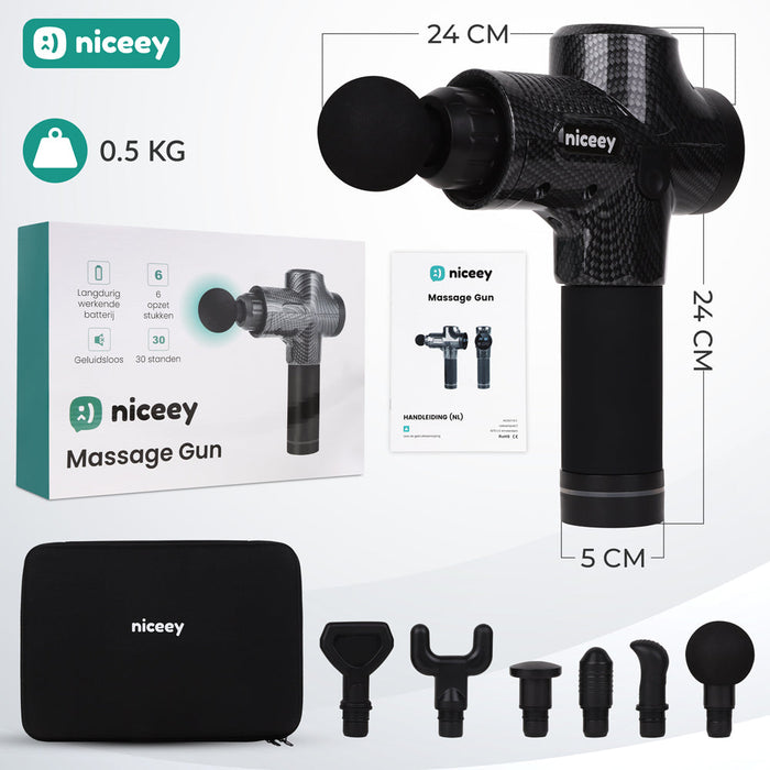 Pistolet de massage professionnel Niceey - Sans fil - Noir