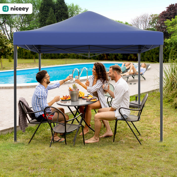 Tente de fête Niceey - 3x3m - Pavillon - Pliable et étanche - Facile à monter - Sac de transport à roulettes - Bleu foncé