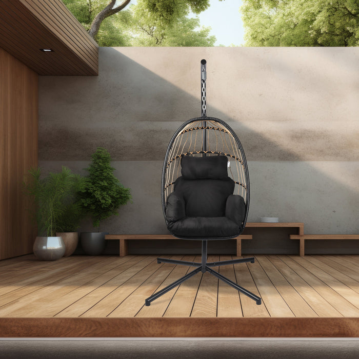 Chaise suspendue Niceey en rotin avec coussins