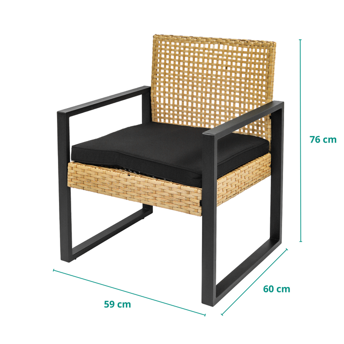 Ensemble de jardin Niceey, 4 pièces, rotin, marron foncé/noir