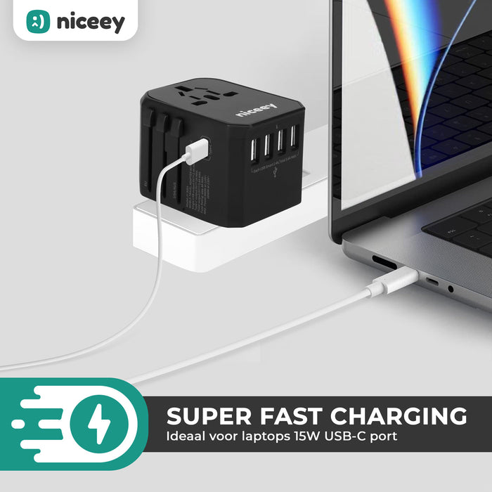 Niceey World Plug - Prise universelle - Noir