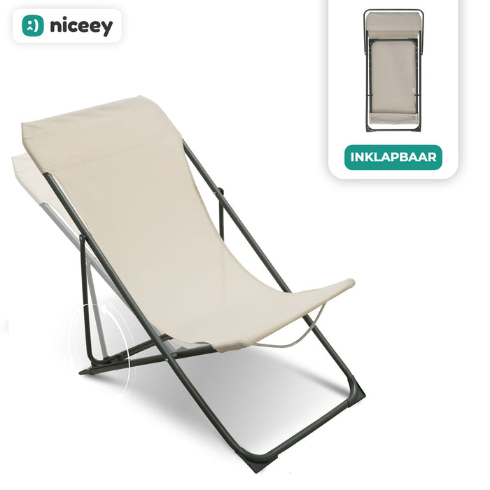 Niceey Lounger - Chaise de Jardin - Beige