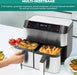 Niceey Dubbele Airfryer XXL - Twee Kookvakken - 8.0 Liter - 2460 Watt - Incl. Kookboek - Dual Functie - Zilver