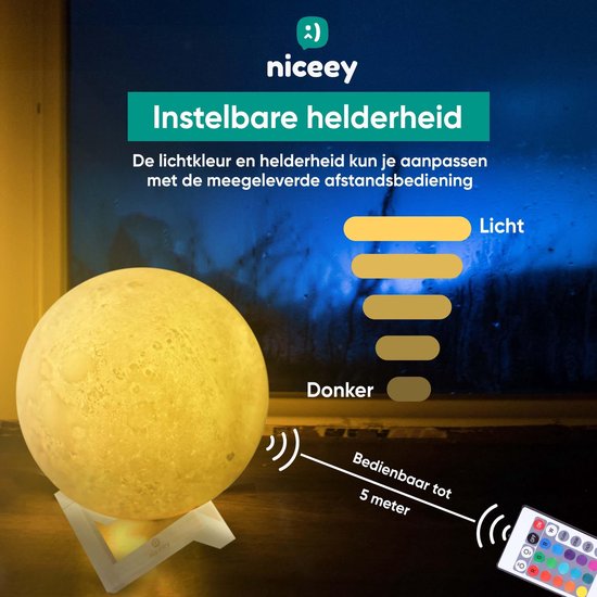 Lampe Lune Niceey - 20 cm - Plusieurs Couleurs