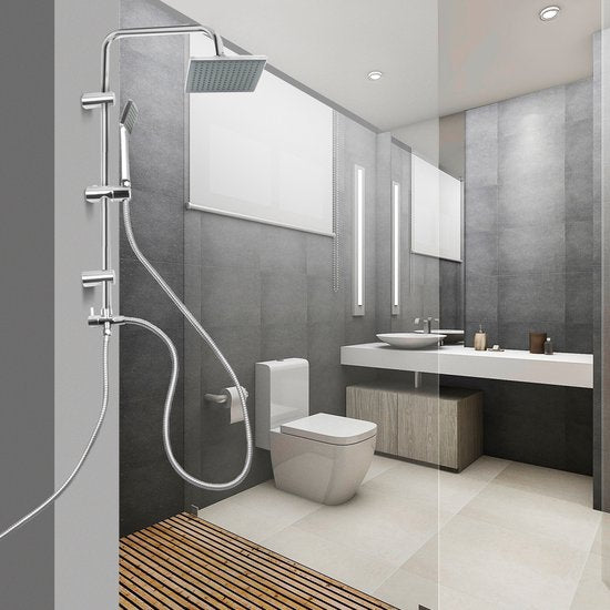Ensemble de douche à effet de pluie Niceey, réglable, chrome