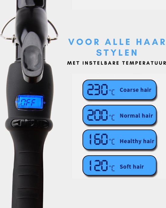 Fer à friser Niceey - Bigoudi - 120-210°C - Noir
