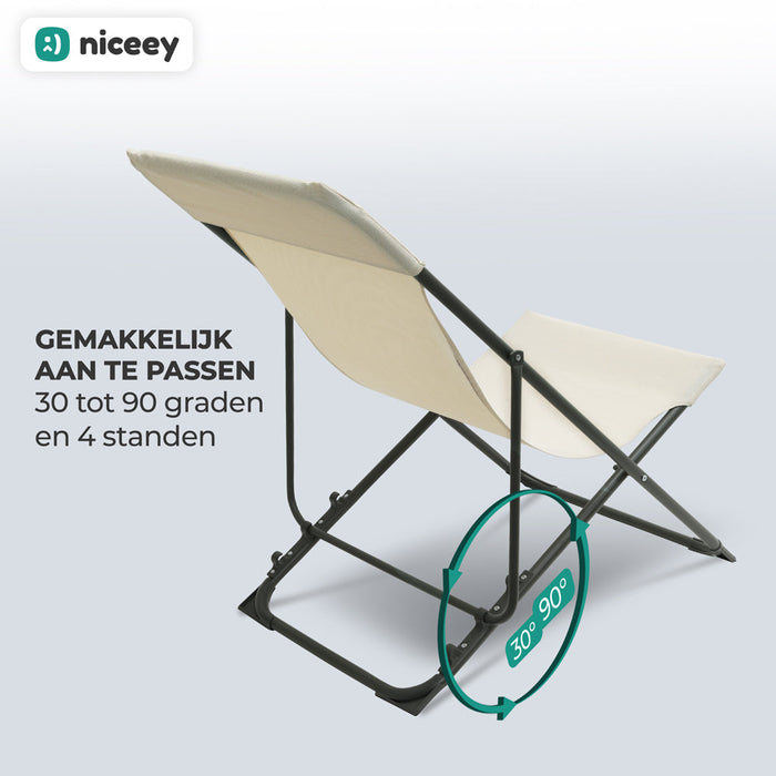 Niceey Lounger - Chaise de Jardin - Beige