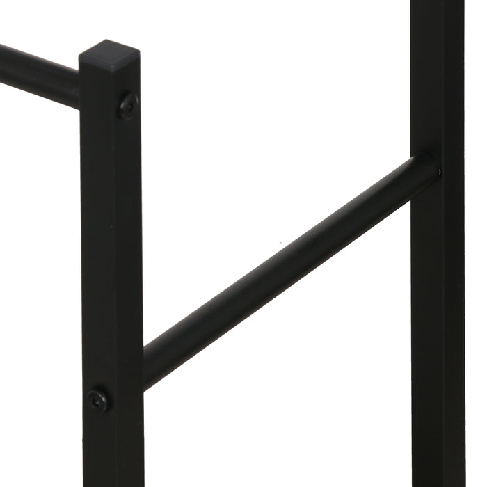 Porte-serviettes Niceey - 2 bras avec étagère de rangement - Métal et bois - Noir