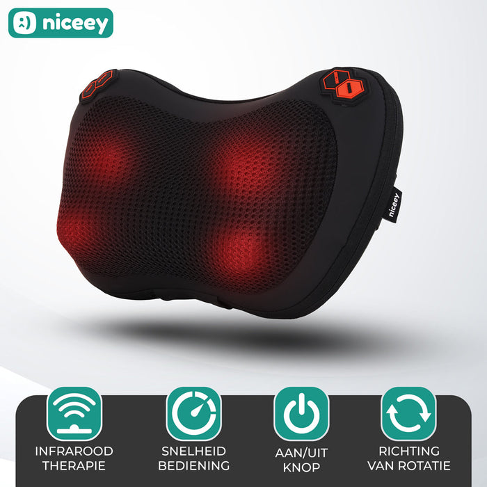 Coussin de massage Niceey - Sans fil - Thérapie infrarouge - Noir