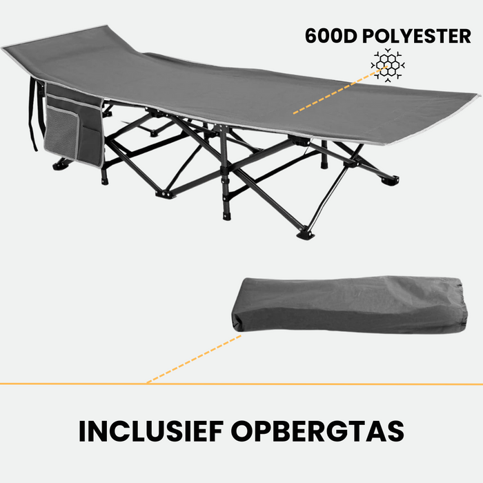 Lit de camp Niceey - Chaise longue - Pliable - Gris