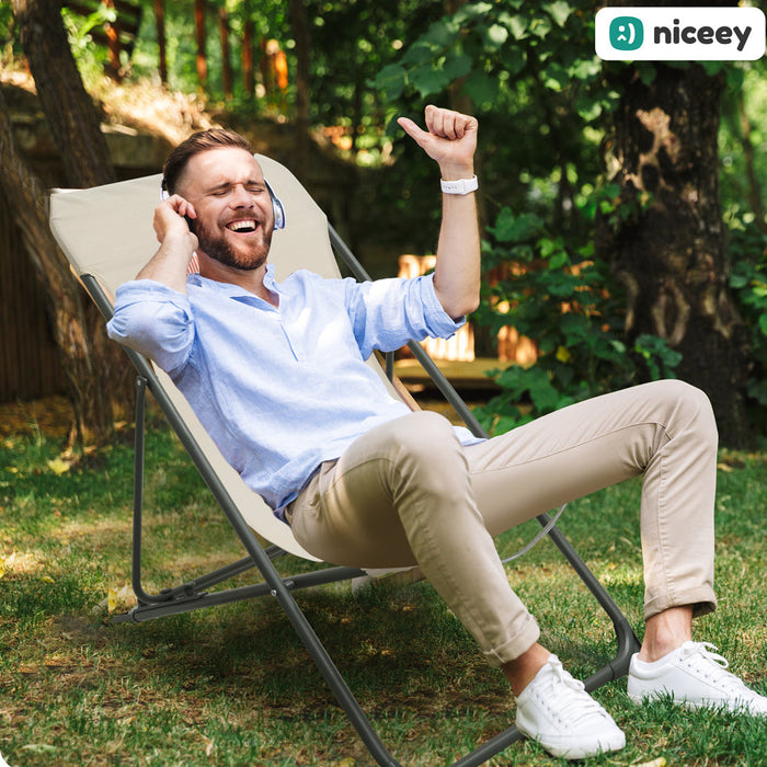 Niceey Lounger - Chaise de Jardin - Beige