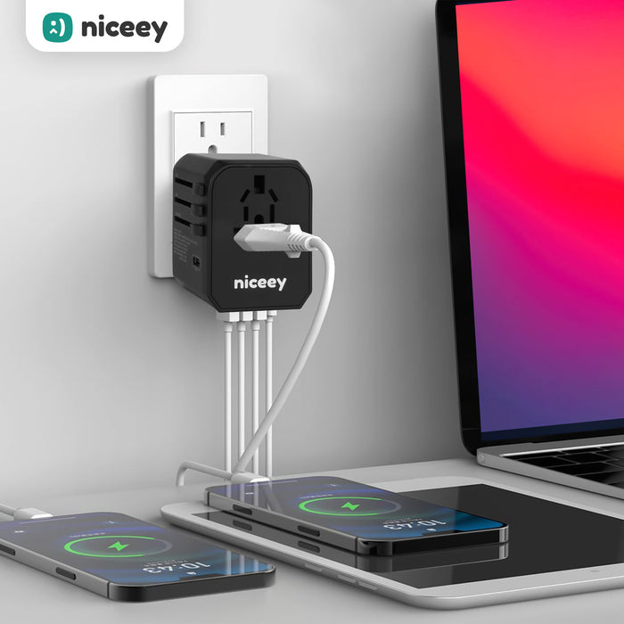 Niceey World Plug - Prise universelle - Noir
