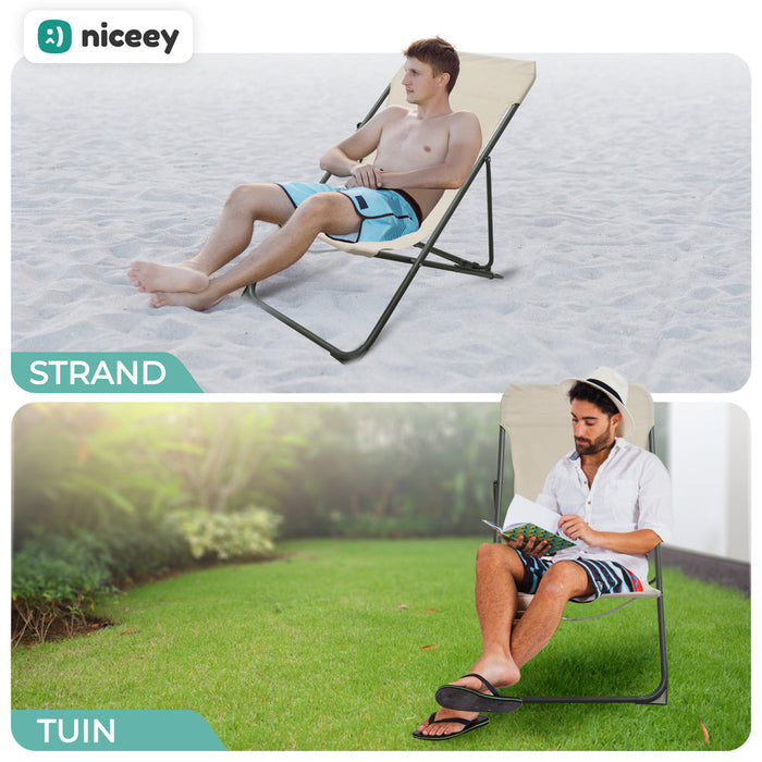 Niceey Lounger - Chaise de Jardin - Beige