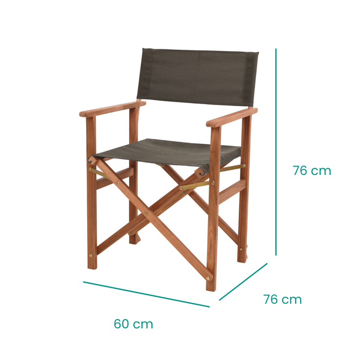 Chaise de Réalisateur Niceey - Bois d'Acacia - Lot de 2 - Taupe