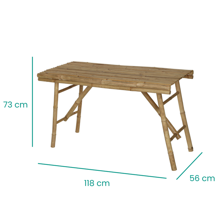Table de jardin Niceey - Pliable - Bambou - 118X56x73CM