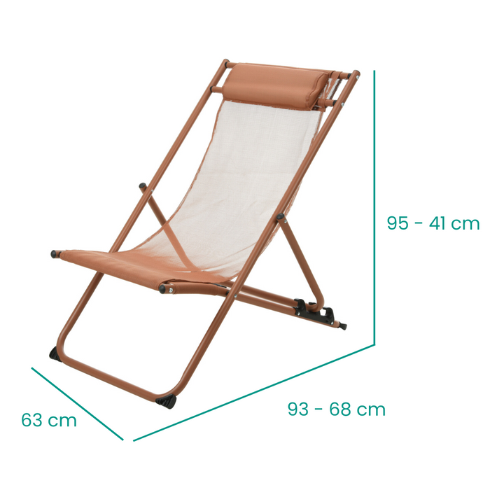 Chaise Longue Niceey - Avec Oreiller - Lot de 2 - Rouge