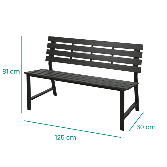 Banc de jardin Niceey - 125X60X81 - Polywood - Noir 