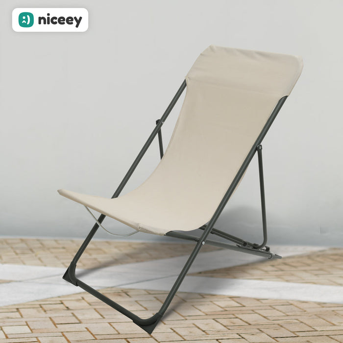 Niceey Lounger - Chaise de Jardin - Beige