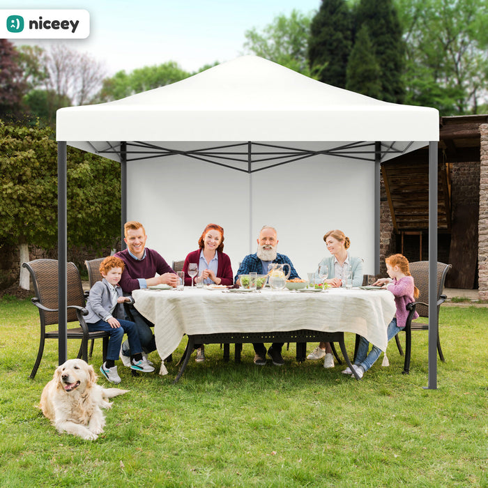 Tente de fête Niceey - 3x3m - Pavillon - Pliable et étanche - Facile à monter - Sac de transport à roulettes - Blanc