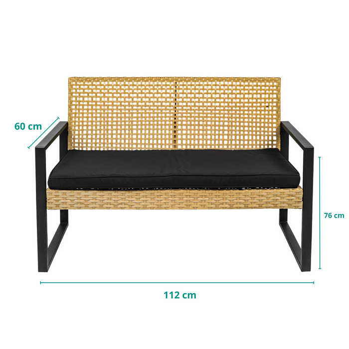 Ensemble de jardin Niceey, 4 pièces, rotin, marron foncé/noir