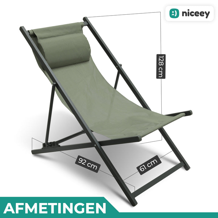 Chaise longue Niceey - Avec oreiller - Vert