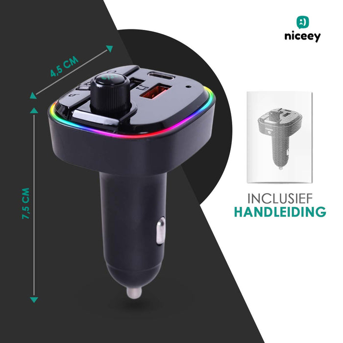 Transmetteur FM Niceey - Kit voiture Bluetooth - Noir