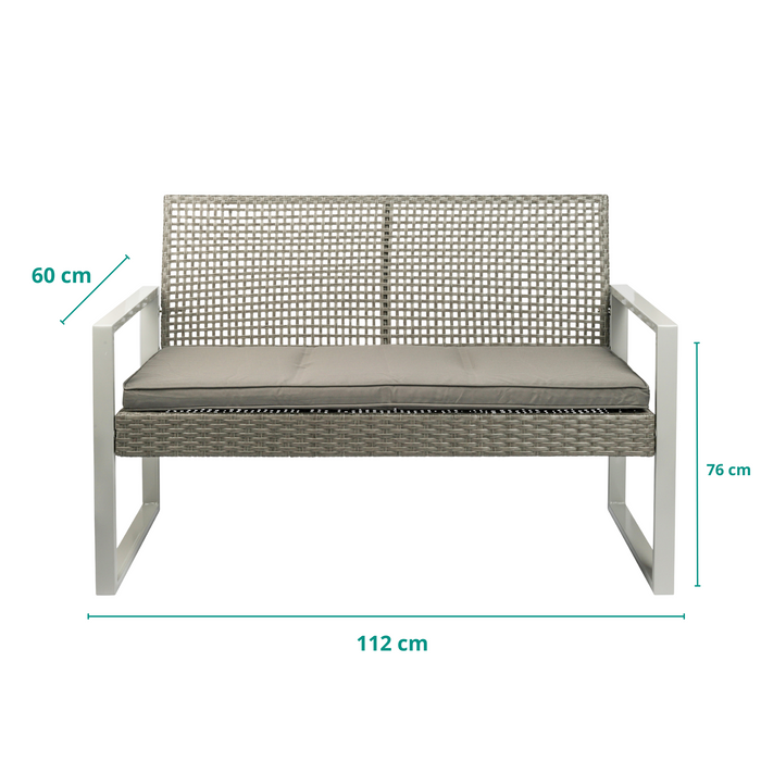 Ensemble de jardin Niceey, 4 pièces, rotin, gris/blanc