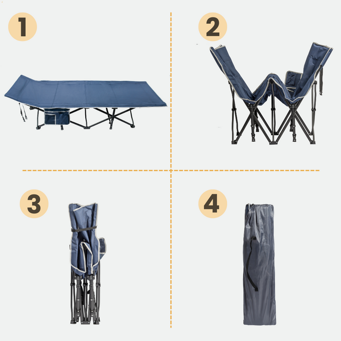 Lit de camp Niceey - Chaise longue - Pliable - Bleu