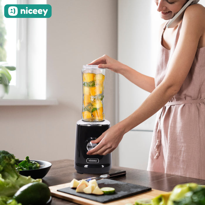 Mini Blender Niceey - Machine à Smoothie - 500W - Noir