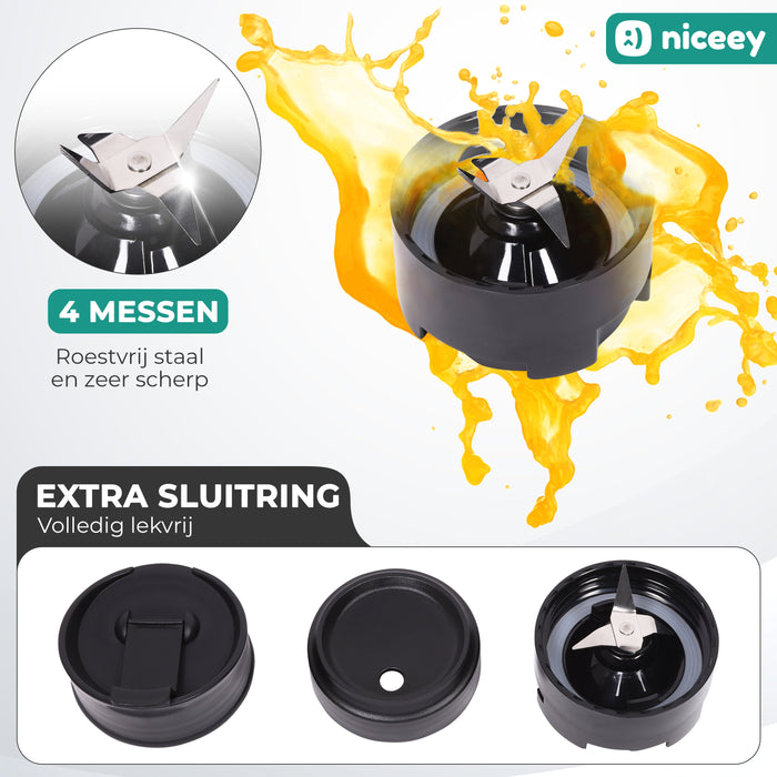 Mini Blender Niceey - Machine à Smoothie - 500W - Noir
