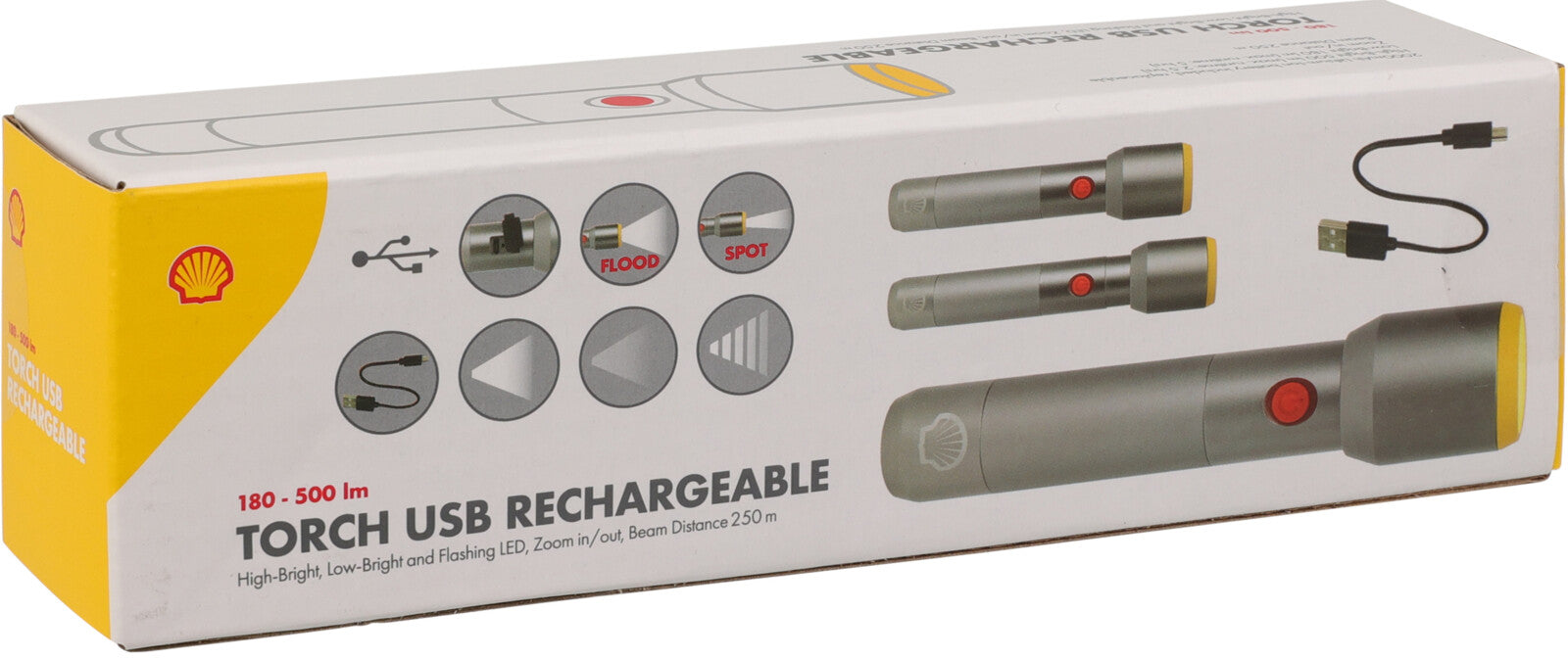 Lampe de poche Shell - Rechargeable - 500lm - Gris 