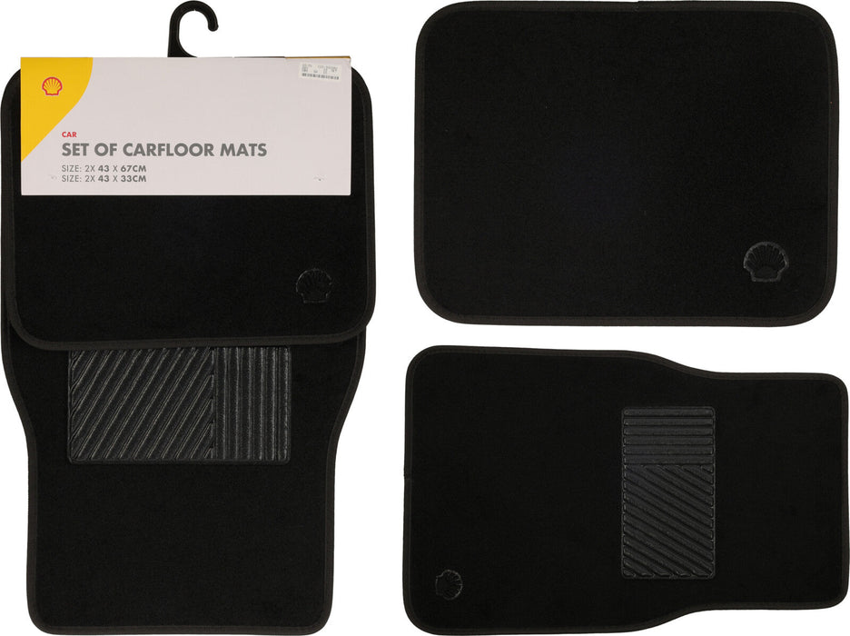 Jeu de Tapis de Voiture Shell - Lot de 4 - Noir