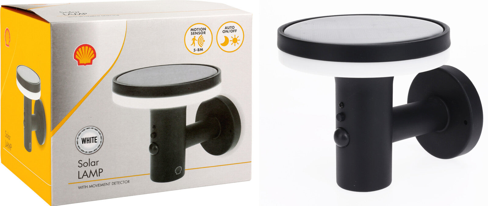 Lampe d'extérieur solaire Shell avec capteur - Applique murale - Noir