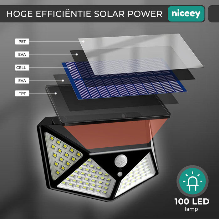 Lampe d'extérieur solaire Niceey - Lot de 2 - 100 LED - Noir