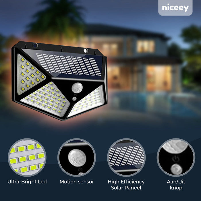 Lampe d'extérieur solaire Niceey - Lot de 2 - 100 LED - Noir