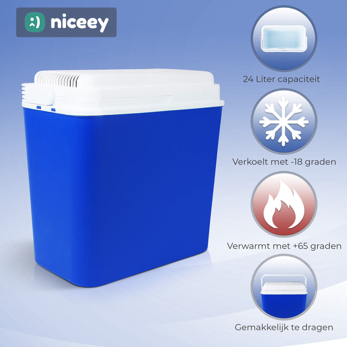 Glacière Thermo Électrique Niceey - 24 L - Refroidit et Chauffe - Bleu 