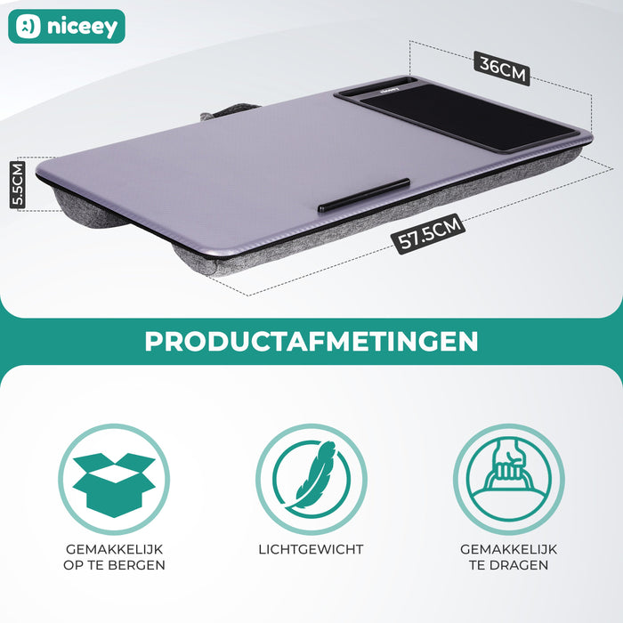 Niceey Laptopkussen - Schootkussen - Grijs/Zwart