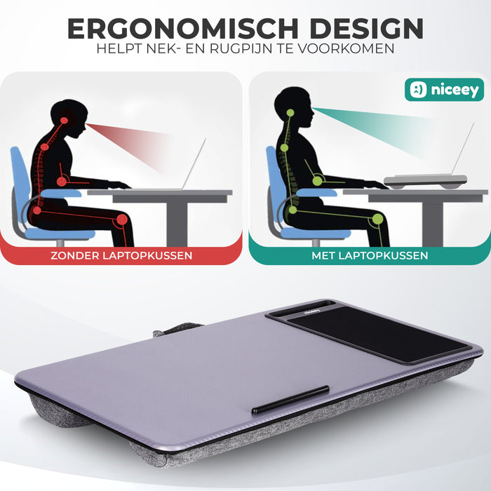 Niceey Laptopkussen - Schootkussen - Grijs/Zwart