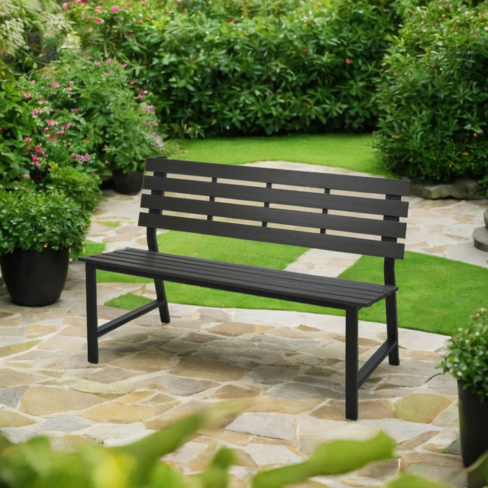 Banc de jardin Niceey - 125X60X81 - Polywood - Noir 