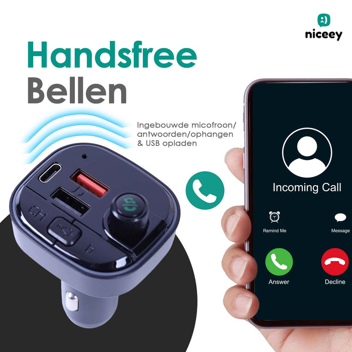 Transmetteur FM Niceey - Kit voiture Bluetooth - Noir