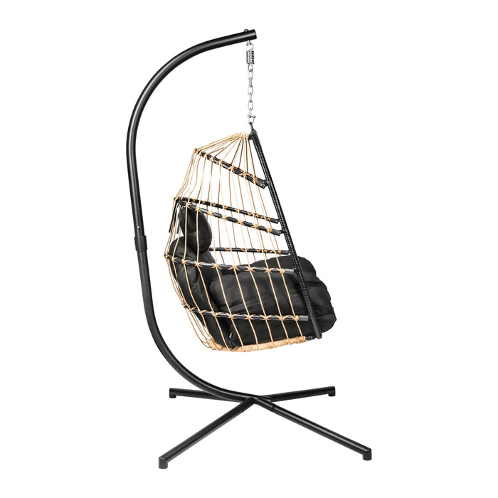 Chaise suspendue Niceey en rotin avec coussins