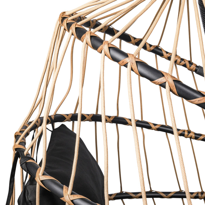 Chaise suspendue Niceey en rotin avec coussins