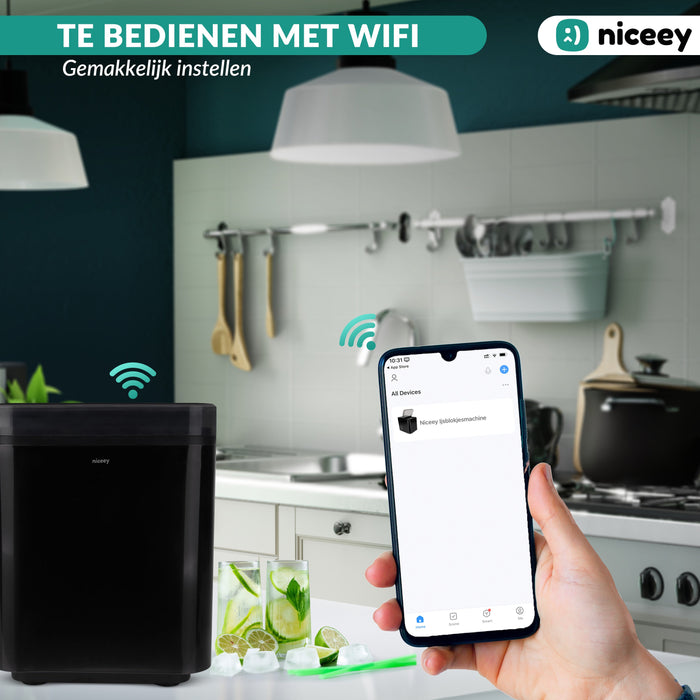 Machine à Glaçons Niceey Plus - 2 Litres - 6-8 Min. - 12kg/24h - avec cuillère à glace - Noir