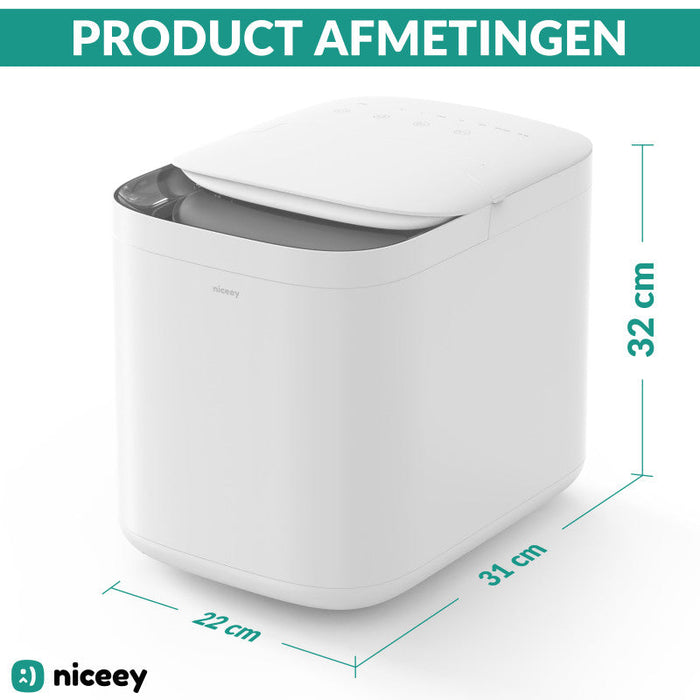 Machine à glaçons Niceey Pro - 2 Litres - 6-8 Min. - 12kg/24h - avec cuillère à glace - Blanc