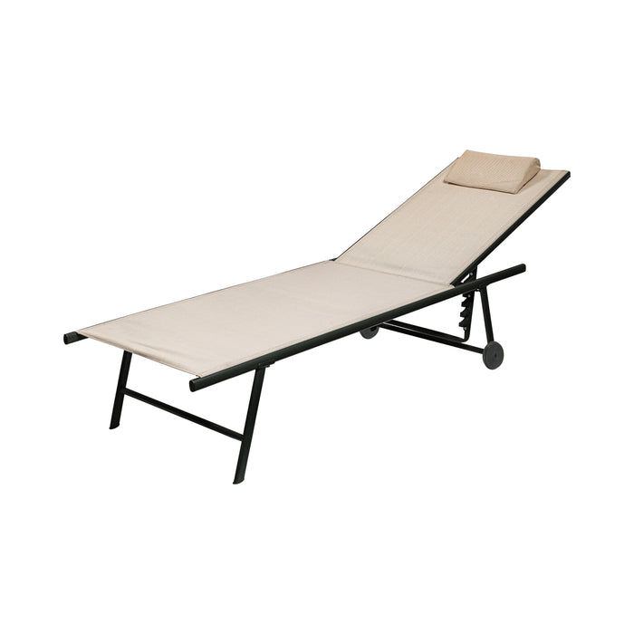 Chaise longue Niceey - Pliable - Oreiller inclus - Beige