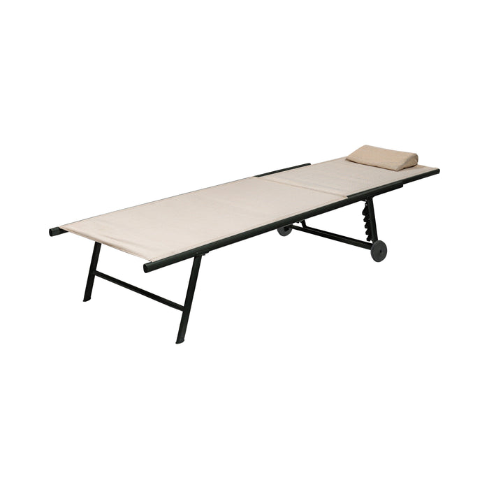 Chaise longue Niceey - Pliable - Oreiller inclus - Beige