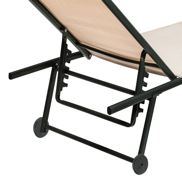 Chaise longue Niceey - Pliable - Oreiller inclus - Beige