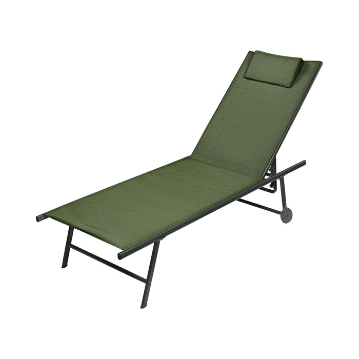 Chaise longue Niceey - Pliable - Oreiller inclus - Vert foncé